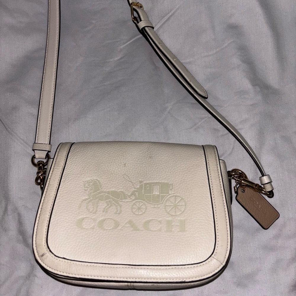 Coach Cream Saddle Crossbody with Gold Hardware